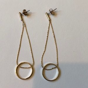 Gold Circle Drop Earrings